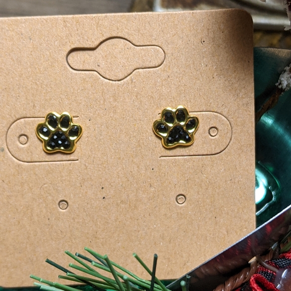 Paw Print Stud Earrings - Picture 3 of 4